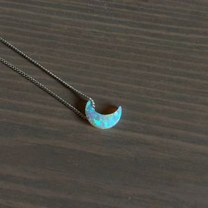 Opal Crescent Moon Necklace